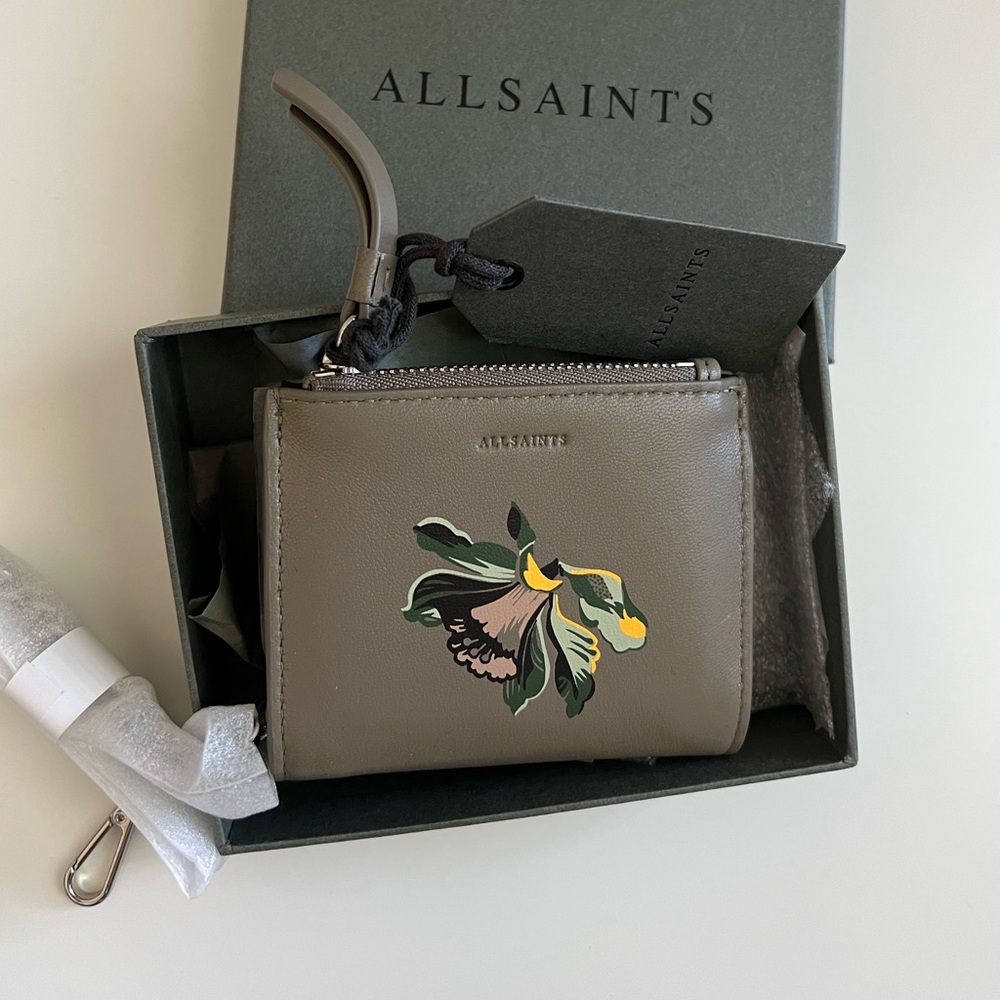 All Saints Chain Wallet with Zipper Pocket New With Tags